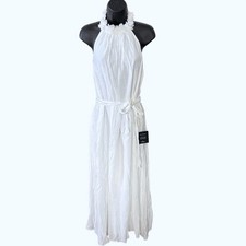 NWT Lulus Angelic Outlook White #D Floral Floral Halter Shift Midi Dress Sz S