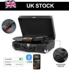 Portable  Vinyl Record Player with Stereo Speakers Bluetooth Turntables  Vintage