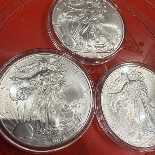 Lot of 3 2018 US Mint American Silver Eagle Coins 1 oz  0.999 Fine Silver BU