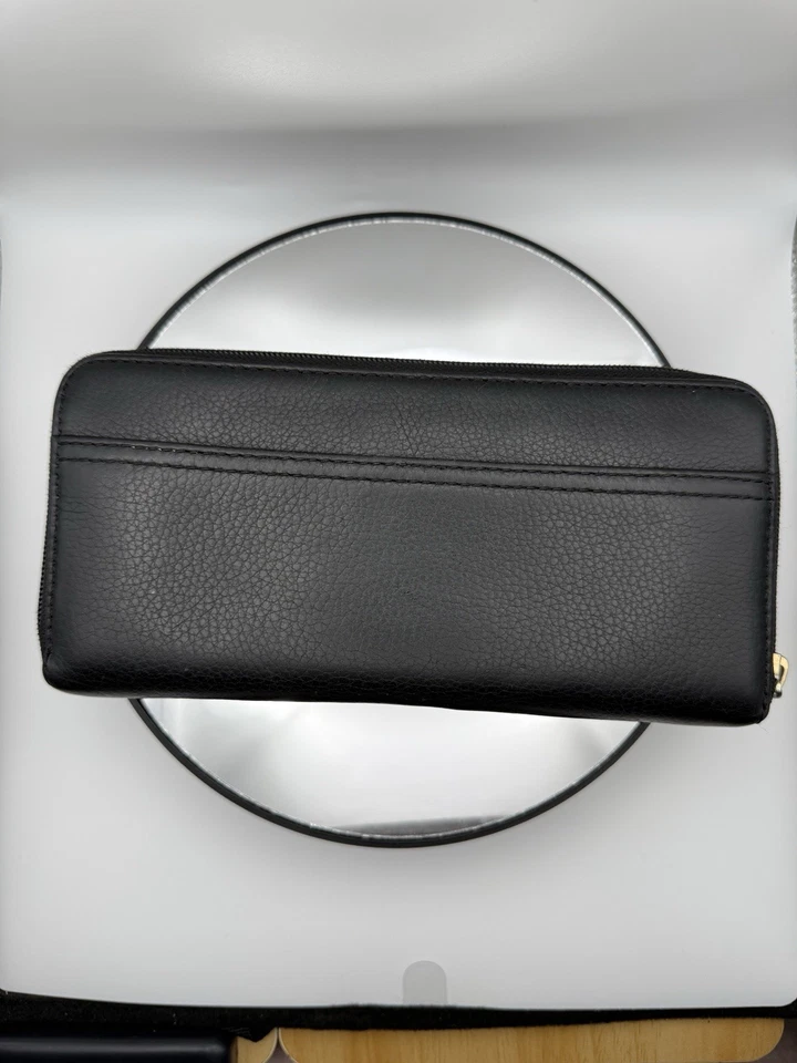 MICHAEL KORS Classic Large Continental Fine Pebbled Leather Black Wallet Gold LN - Image 2 of 4