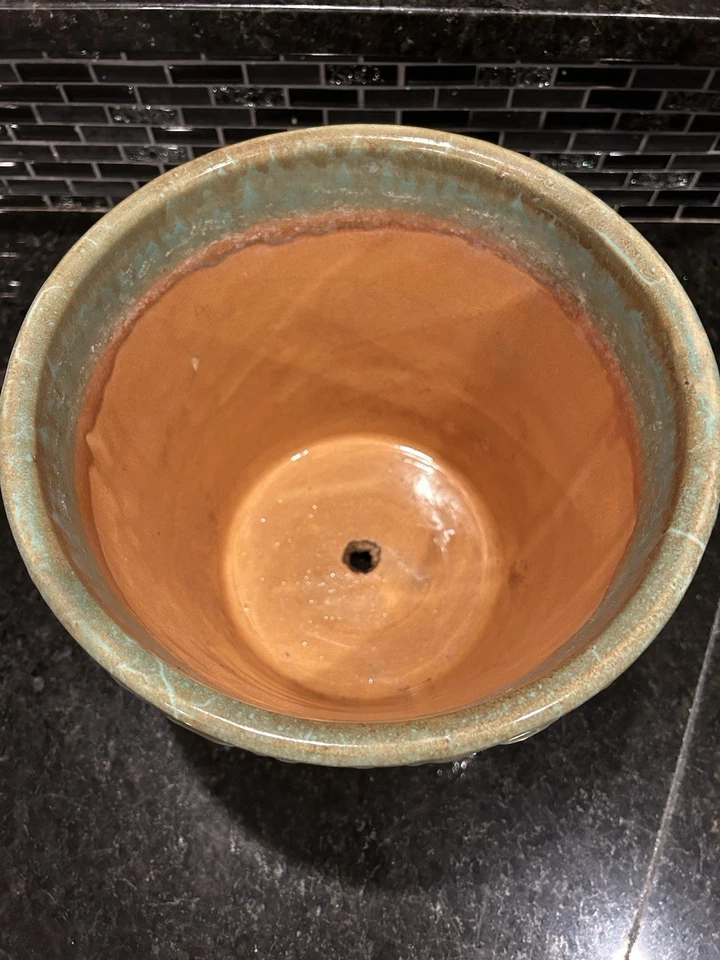 Robinson Ransbottom Basketweave Leaves Pot Jardiniere 112 Vtg 10.5” D - Image 3 of 4