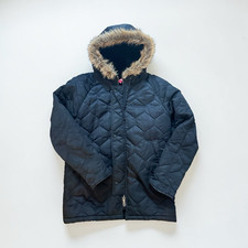 Supreme Black Satin Quilted Parka Fur Lined H...