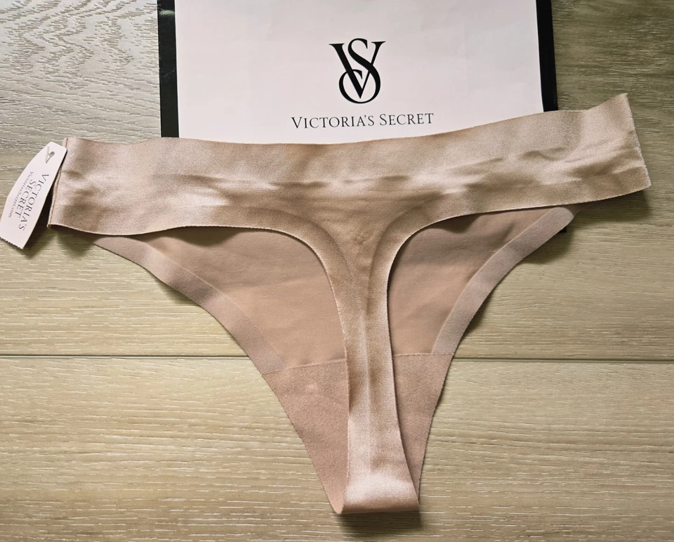 Новый с Ярлыками винтажный Victoria's Secret шелковистый атлас толщиной группы не показывать стринги трусики S - Изображение 2 из 3