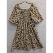 Karose Floral Print Mini Dress Women's Small Smocked Bodice Short Sleeve
