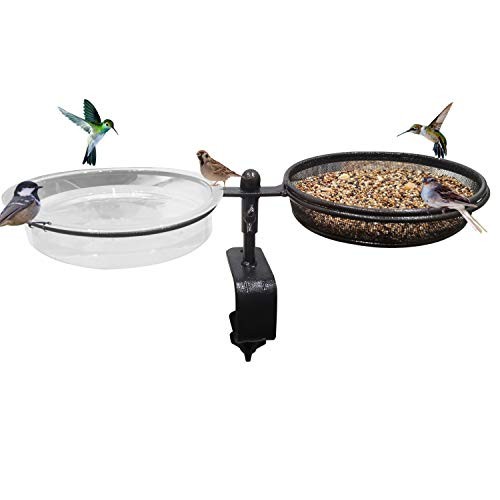 Bird Feeders Deck Bird Feeder Bird Bath Deck Bowl Spa and Seeds bronze-1pk