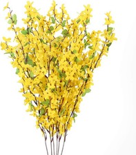 6 PCS 25.5inch Artificial Flowers Yellow Silk Fake Winter 6pcs Flower Stems