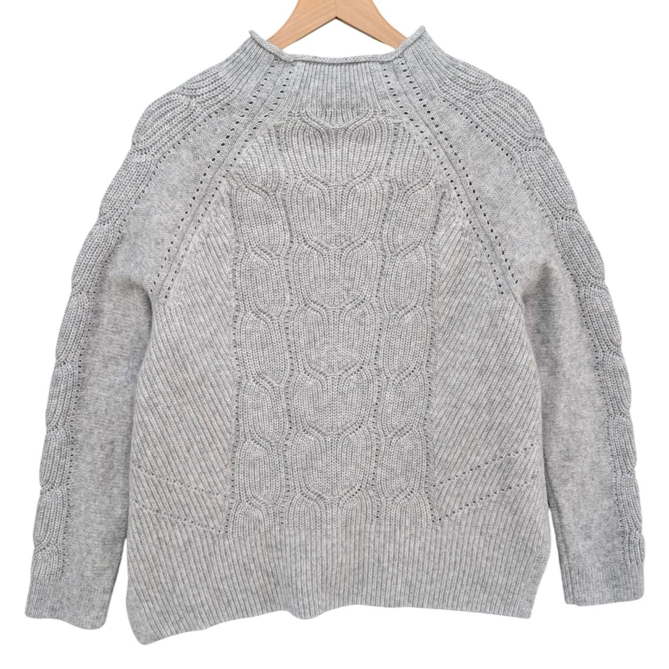 Suéter Talbots Cuello Simulado Mujer Gris Mezcla Lana Grueso Tejido Pullover Talla L Foto 2 de 4