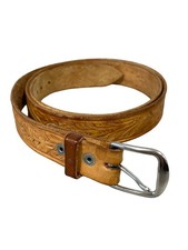 Cowboy Tooled Leather Waist Belt Size One Size Tan Boho Western Ranch Style