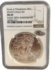 2016-(P) American Silver Eagle $1 Dollar Coin One Troy Ounce 0.999 Fine NGC MS69