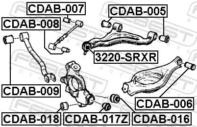 Wishbone bush Rear Axle Upper CDAB-007 FEBEST for CADILLAC CTS Coupe CTS STS SRX