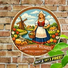 Dutch Girl Windmill Tulips Cheese Vintage 8x12 Metal Tin Sign Decor