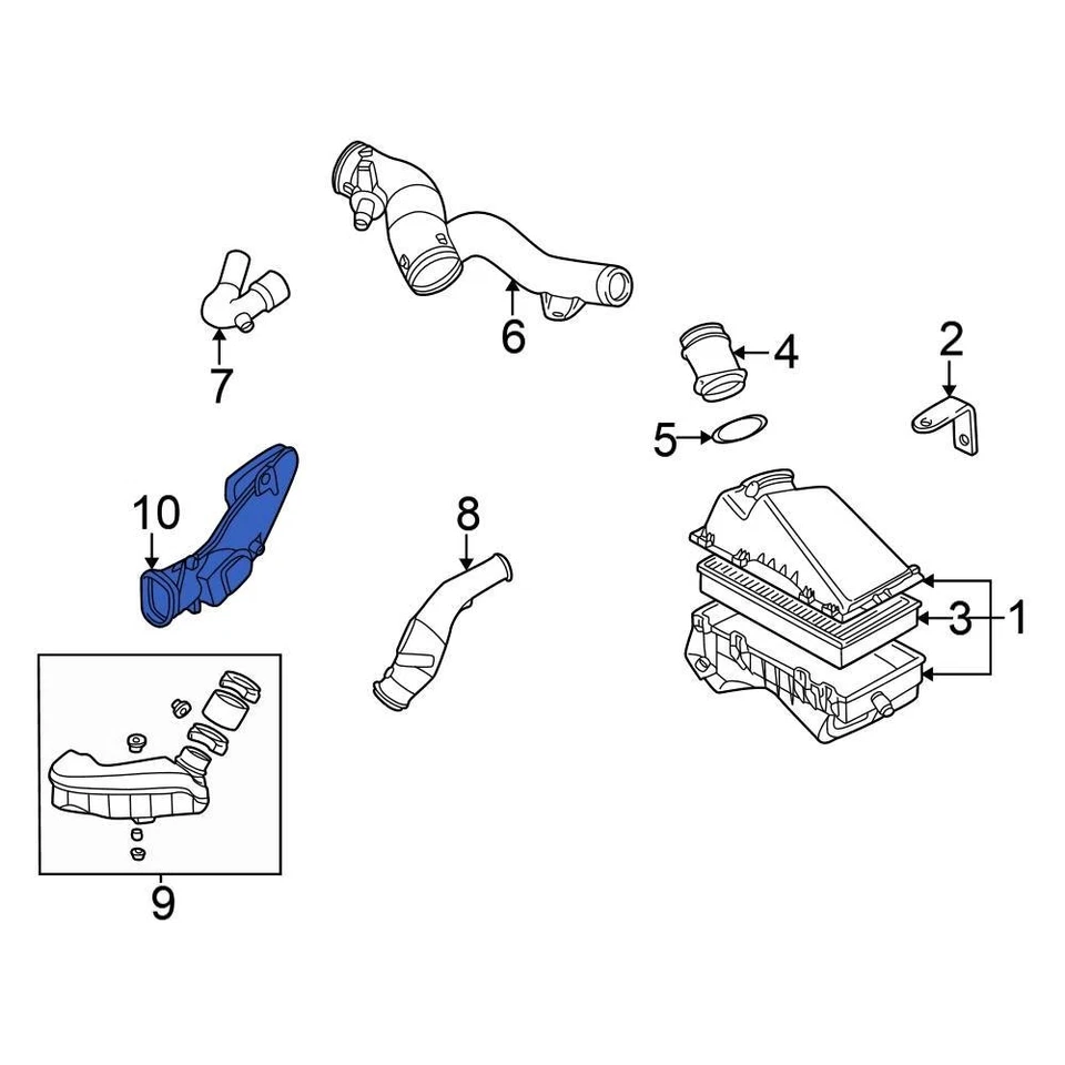 For Volkswagen Beetle 1998-2007 Volkswagen 1C0129609B Engine Air Intake Hose Foto 2 de 4
