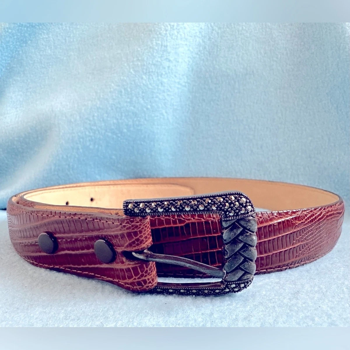 Judith Jack Buck Suede Leather Belt Marcasite Jewelled Gold-tone Buckle sz S Judith Jack Belts for Women for sale | eBay main image 2