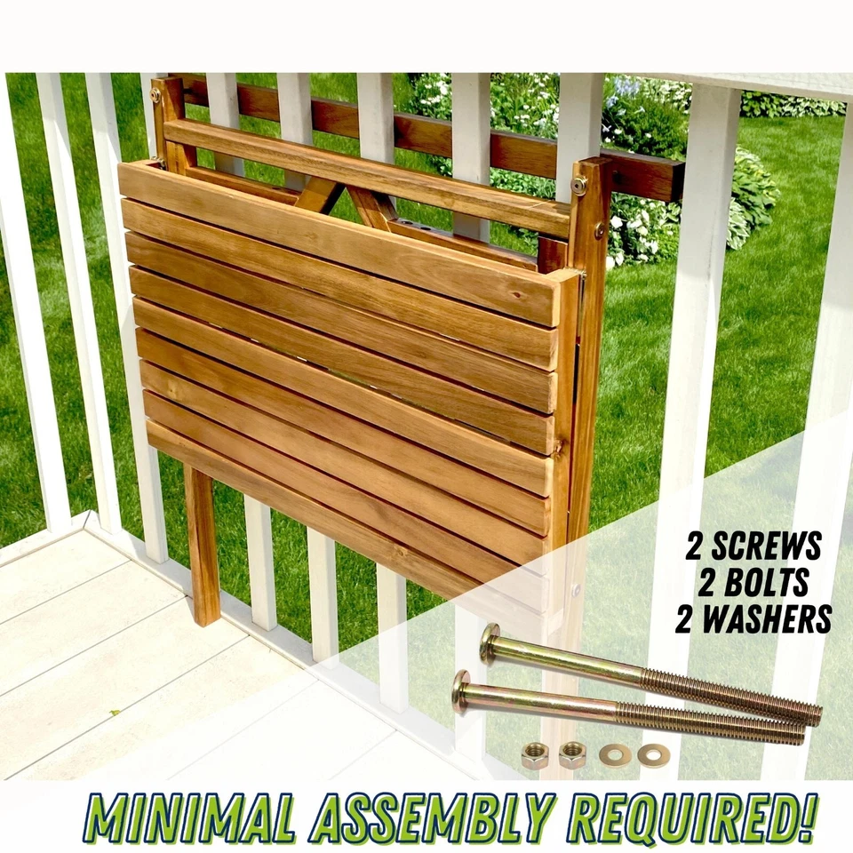 露台智能户外折叠相思木阳台栏杆桌,可折叠甲板吧 — 第 4/4 张图片