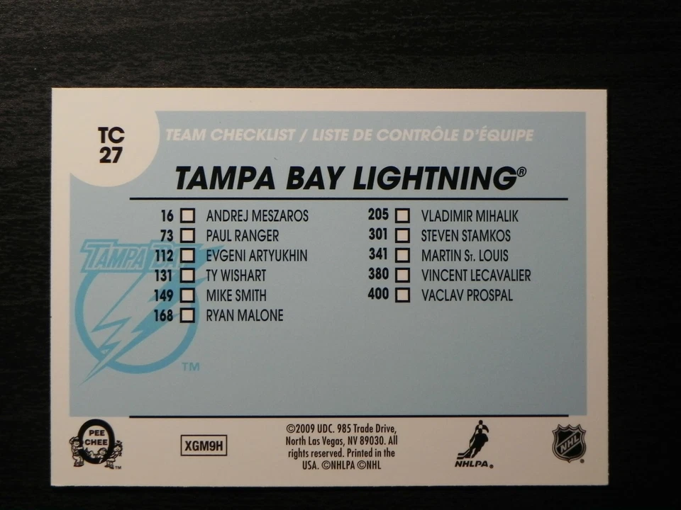 2009-10 09/10 OPC O-Pee-Chee Team Checklist TC-27 TB Lightning Martin St.Louis - Image 2 of 2
