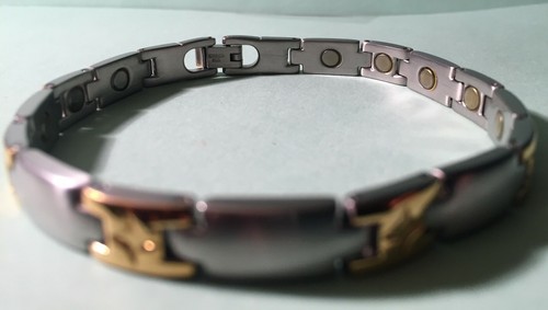 8.5" "SURGICAL STAINLESS STEEL MAGNETIC MAN BRACEELET SLIVER & GOLD (ADJUSTABLE - Picture 225 of 245
