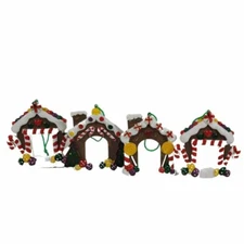 4 Pcs Fun Express Resin Gingerbread House Photo Frame Ornaments 1.5 x 3 in