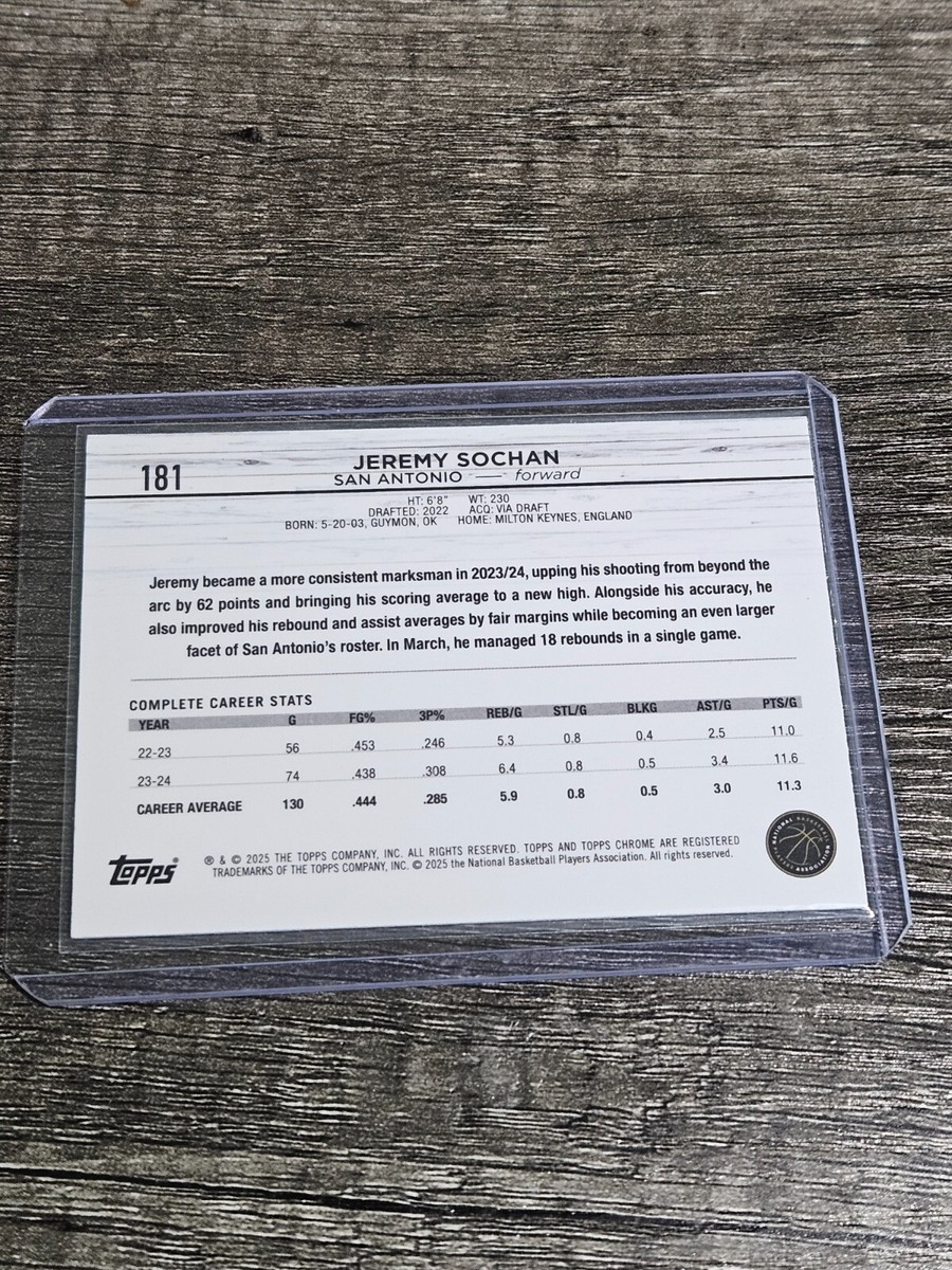 2025 TOPPS CHROME #181- JEREMY SOCHAN - PINK BORDER REFRACTOR | eBay