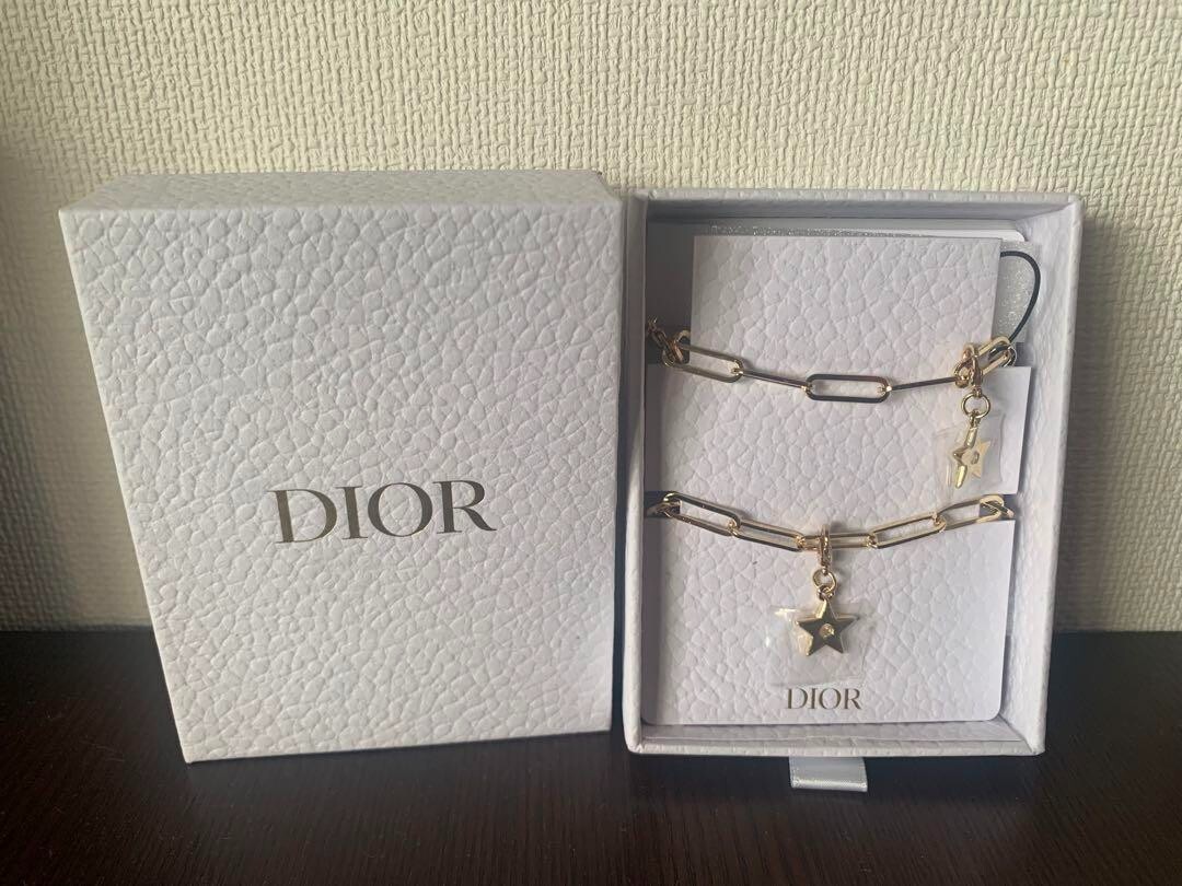 Dior Beauty CD Logo Star Charm Mobile Strap Gold Crystal