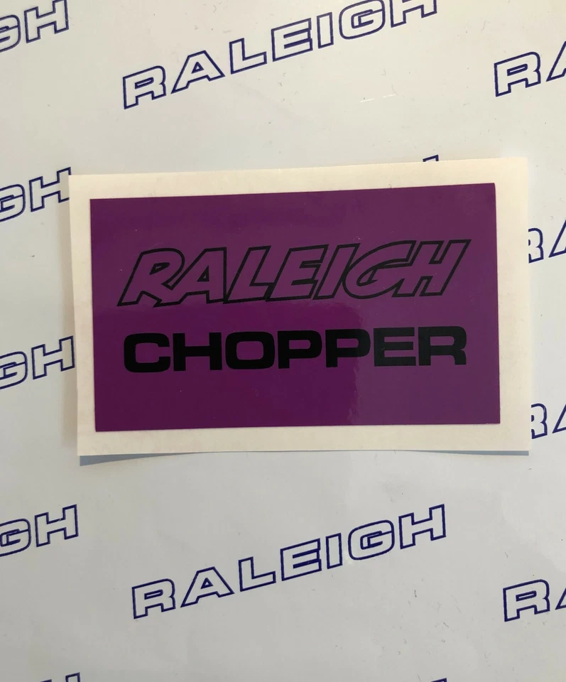 RALEIGH CHOPPER MK2 SEAT DECAL IN GLOSS PURPLE WITH BLACK TEXT - Image 1 of 1
