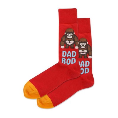 Men's Dad Bod Crew Socks Red Shoe size 6-12.5 Large