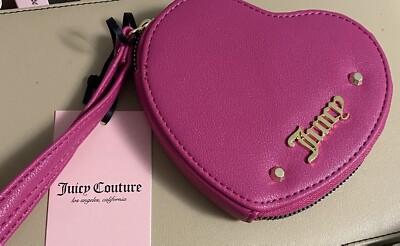 Juicy Couture Women's Dark Pink Studded Raspberry Tart Heart Coin Purse 