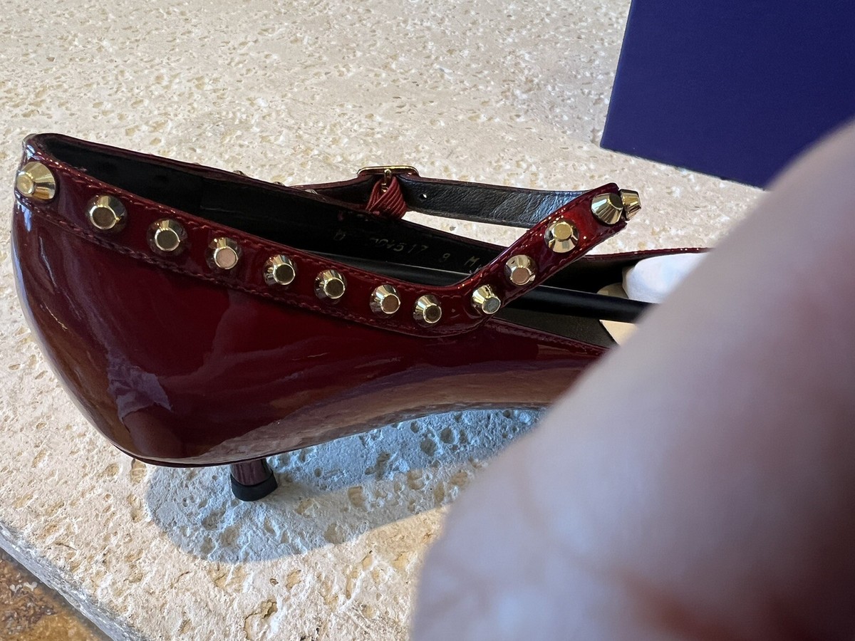 New In Box Stuart Weitzman Burgundy Wine Red Patent Mary Jane