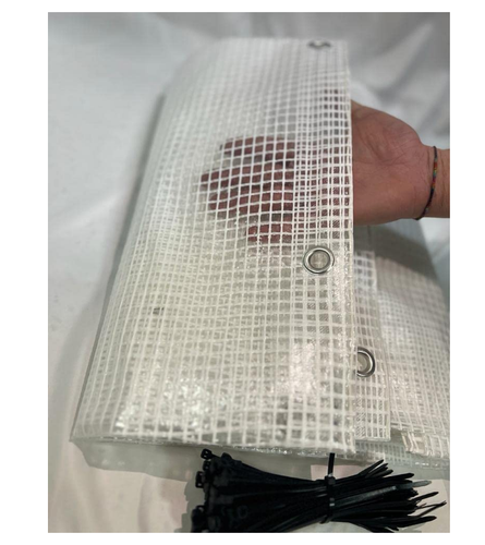 TELO TELONE OCCHIELLATO IN PVC IMPERMEABILE TRASPARENTE COPRITUTTO PER ESTERNO - Foto 4 di 9