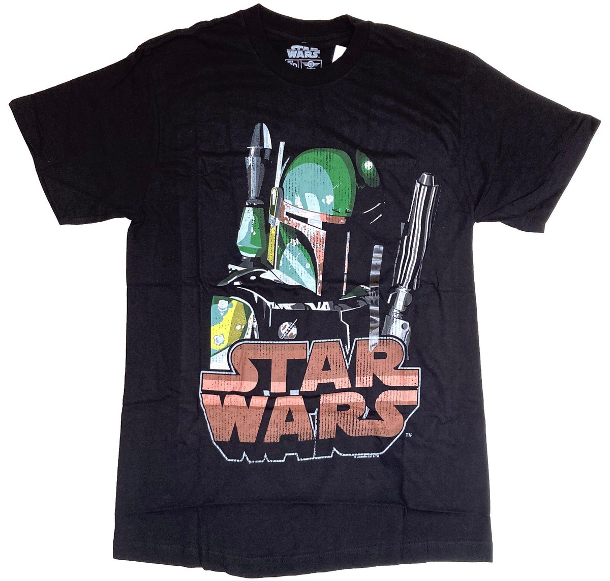 Star Wars Boba Fett above SW Logo Men's Black T-Shirt New | eBay