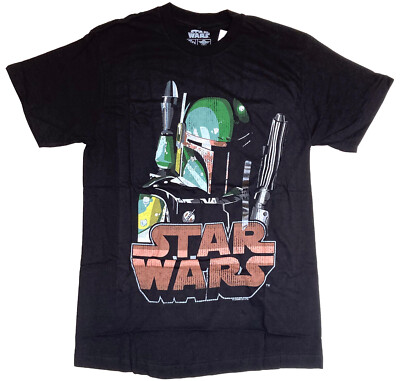 Star Wars Boba Fett above SW Logo Men's Black T-Shirt New | eBay