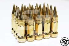 Z RACING GOLD STEEL SPIKE STYLE 12X1.25MM KEY CLOSED ENDED LUG NUTS TUNER