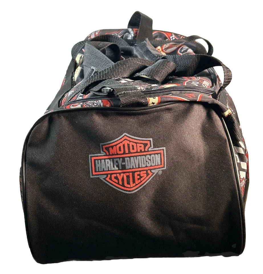 Harley Davidson Athalon Logo Print Sport Duffel Bag Adjustable Strap 20x9x10 - Image 2 of 4