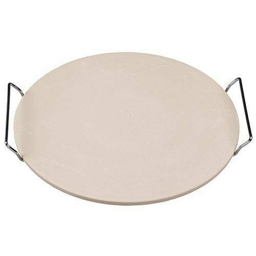 Ceramic Pizza Stone Pan 15 Inch With Lifting Rack Oven Grilled Baking