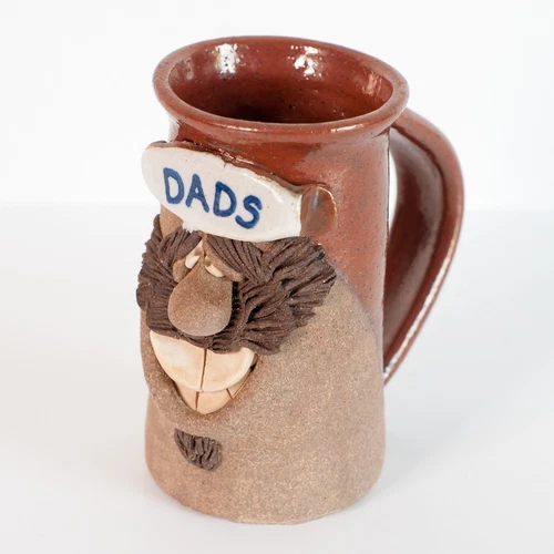 Dads Ugly Mug Pottery Signed Mark Hines Vintage Father's Day Mustache