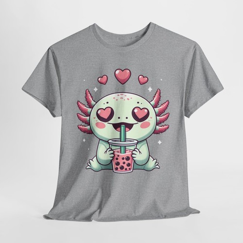 Bubble Boba Tea Kawaii Axolotl T-shirt - Novelty Anime Cute Graphic Tee - Picture 44 of 70