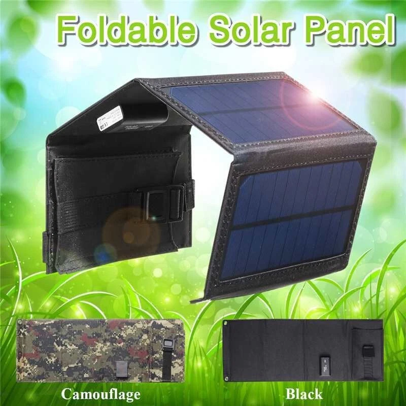 Cargador solar de bolsillo de 20 W USB plegable teléfono banco de energía camping al aire libre Foto 4 de 4