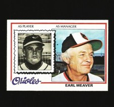 1978 Topps Baseball Card #211 Earl Weaver Baltimore Orioles Number 211 HOF