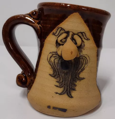 Peter Petrie Signed Vintage '70s Ugly Mug Funny Face Slanted Bearded Man 3D