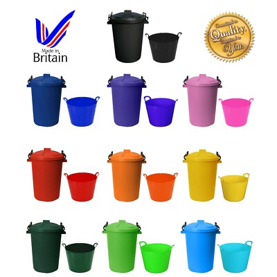 50L Mülleimer Set mit 20L/40L Flexiwanne verschiedene Farben Haus Garten Abfalllager