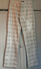 Nasty Gal Trousers Sz 8 New Grey Red Check PU Vinyl