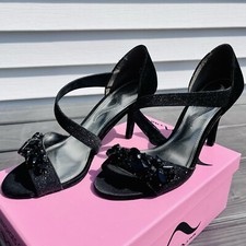 Nina Black Satin Glitter Heel Size 7