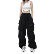 Womens Casual Cargo Jogger Pants Hiking Trousers Elastic Waist Pocket Pants