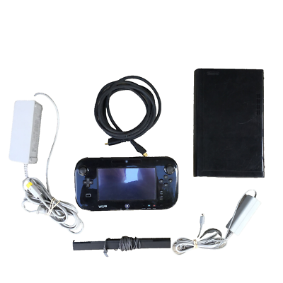 Wii U 32GB Black System Console Bundle w/ Gamepad Tablet and Cords