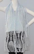 New Handmade Crochet Light Blue Soft Acrylic Pineapple Caress Shawl Wrap Scarf