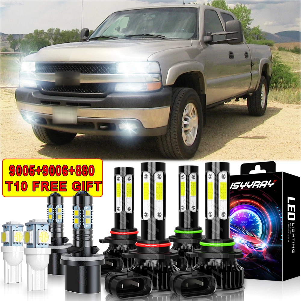LED Headlights + Fog Lights Bulbs Kit FIT Chevy Silverado 1500 2500 HD 1999-2002