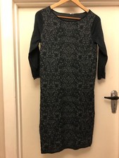 White Stuff Floral Knit Knee Length Dress In Teal Green Medium