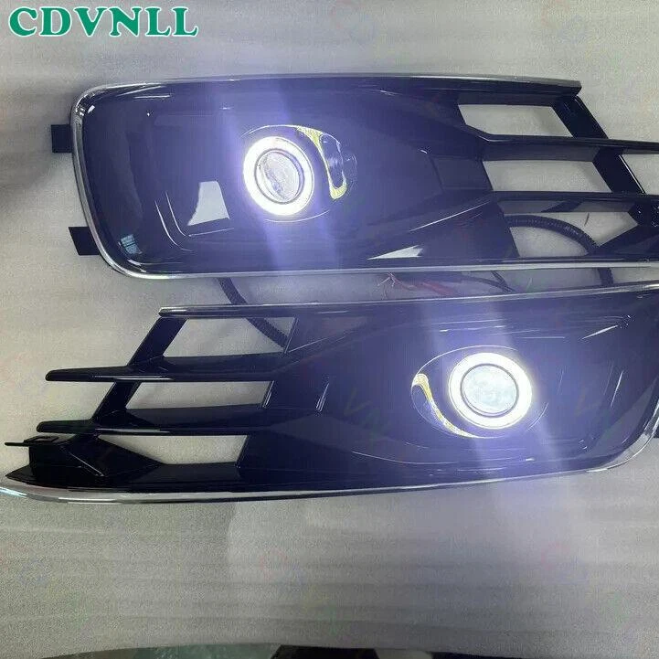 For Audi A6 C7 2016-2018 Pair LED DRL FogLight Angel Halo Eye Rings Bumper Bezel - Image 3 of 4