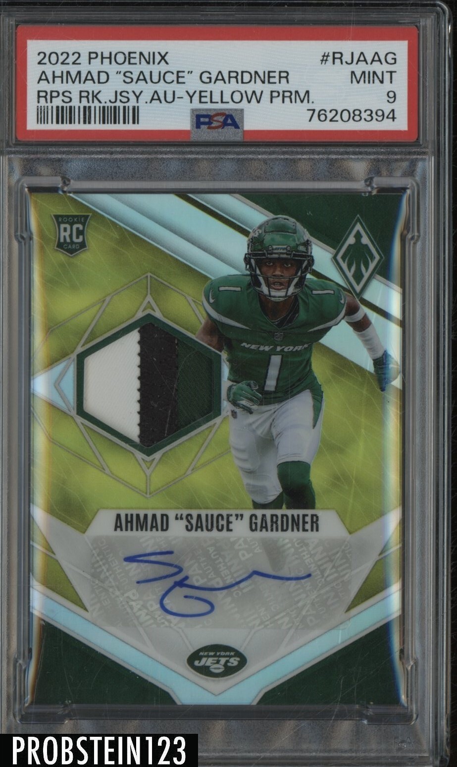 Sauce Gardner Panini Phoenix Rps Rookie Jersey Autograph #RJAAG Yellow Prime