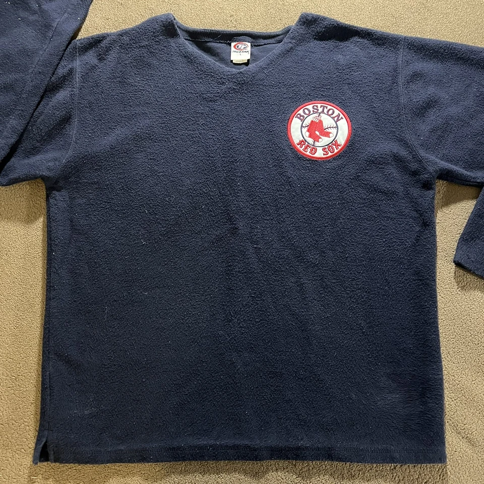 VINTAGE 90’S BOSTON RED SOX TRUE FAN HEAVY THICK WARM LARGE SWEATER - Image 2 of 4