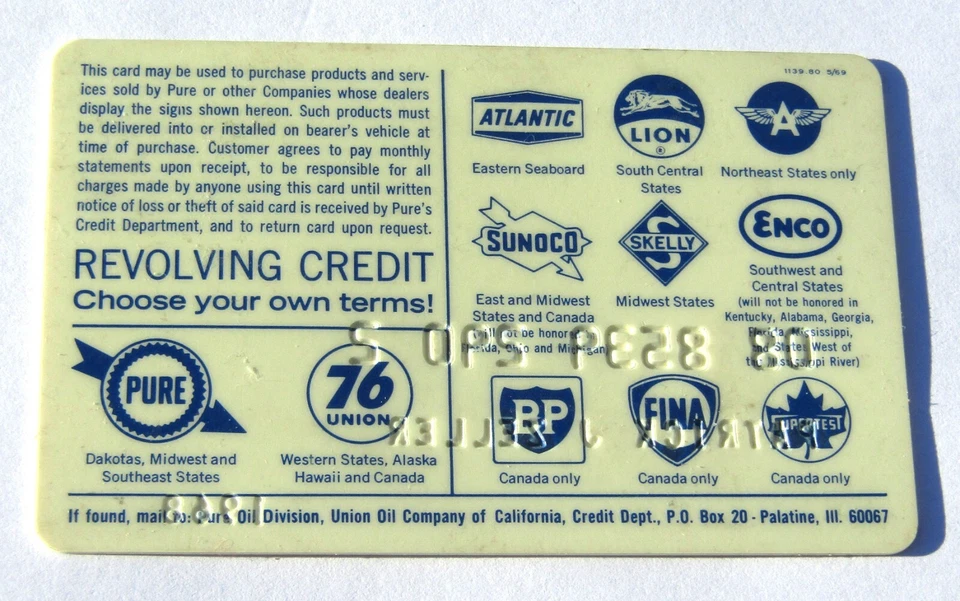 1968 National Credit Card Union Oil Company Of California PURE Oil Flying A FINA - Image 2 of 2